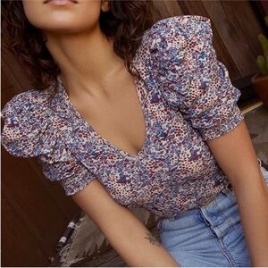 Nation LTD Celine Puff Sleeve Cherry Blossom Top